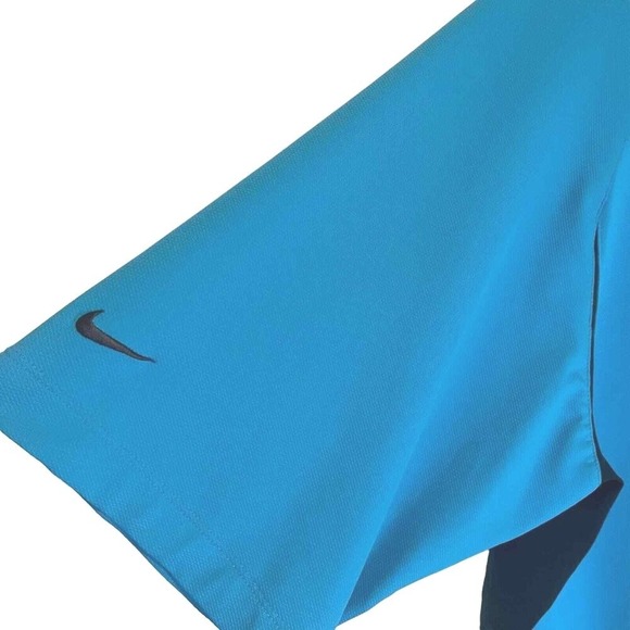 Nike Golf Fit Dry Mens XL Blue Quarter Zip Short Sleeve Polo Shirt Performance - Picture 6 of 6
